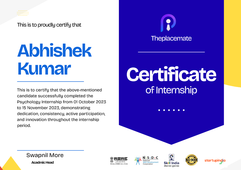 Certificate of Internship